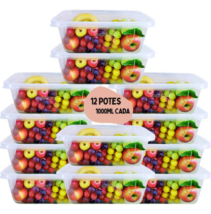 Kit 12 Potes 1 L Transparentes Bpa Free Marmita Organizador