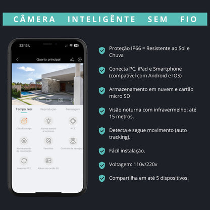 Câmera Ip Wifi Icsee + Brinde Cartão De Memória Sd 64gb De