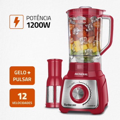 Liquidificador Turbo Inox L-1200 RI 1200W de Potência 6 Lâminas Mondial 127V