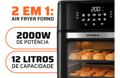 Fritadeira air fryer Oven Mondial AFON-12L-FB 2 em 1 12l 2000w cor preta 127V