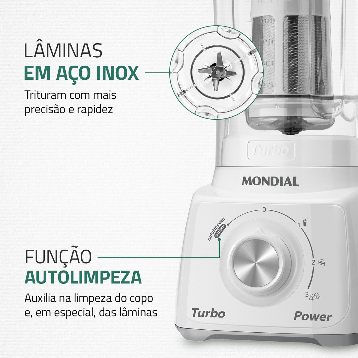 Liquidificador Turbo Power Mondial Branco/Cinza 550w L-99 WG