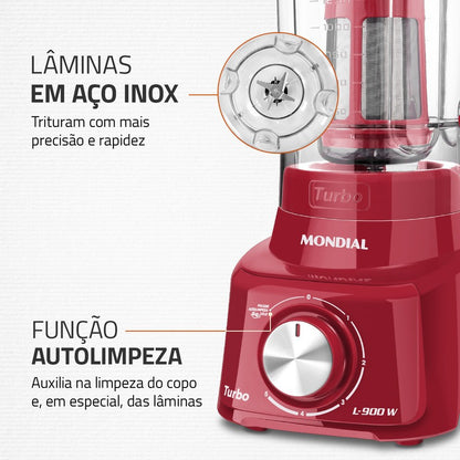 Liquidificador Turbo L-900-fr-2c 900w Vermelho Mondial 220V