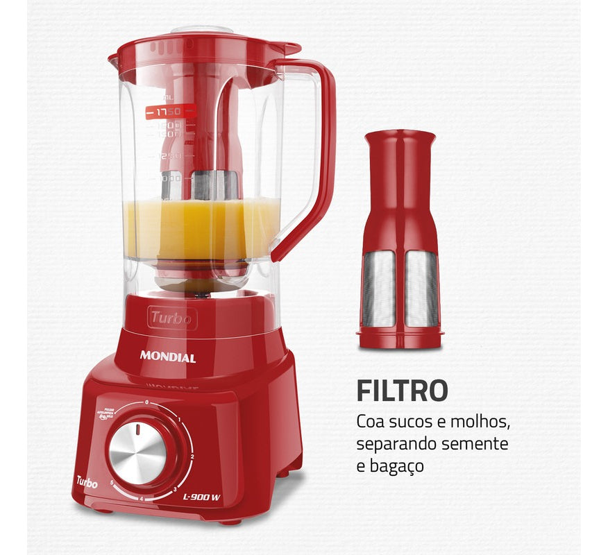 Liquidificador Turbo L-900-fr-2c 900w Vermelho Mondial 220V