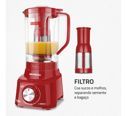 Liquidificador Turbo L-900-fr-2c 900w Vermelho Mondial 220V