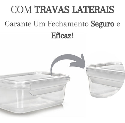 12 Marmitas Reutilizável 1litro Plástico C/trava Transparent