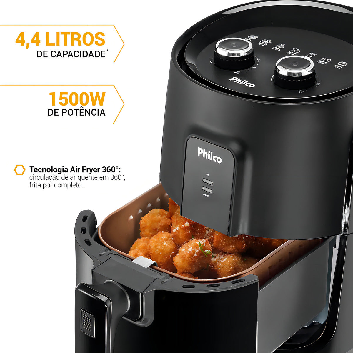 Air fryer Philco Gourmet PFR15PG de 4,4L cor preto 220V