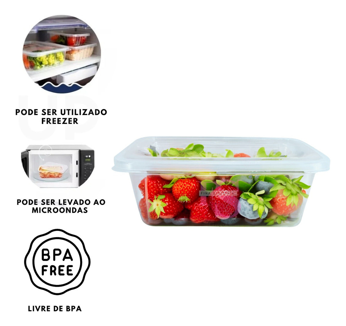 Kit 12 Potes 1 L Transparentes Bpa Free Marmita Organizador