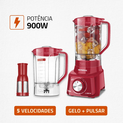 Liquidificador Turbo L-900-fr-2c 900w Vermelho Mondial 220V