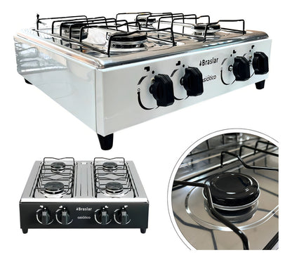 Fogão cooktop gás Braslar Asiático Jr 4 bocas branco