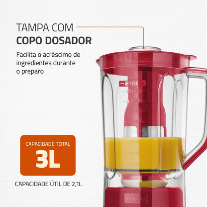 Liquidificador Turbo Inox L-1200 RI 1200W de Potência 6 Lâminas Mondial 127V