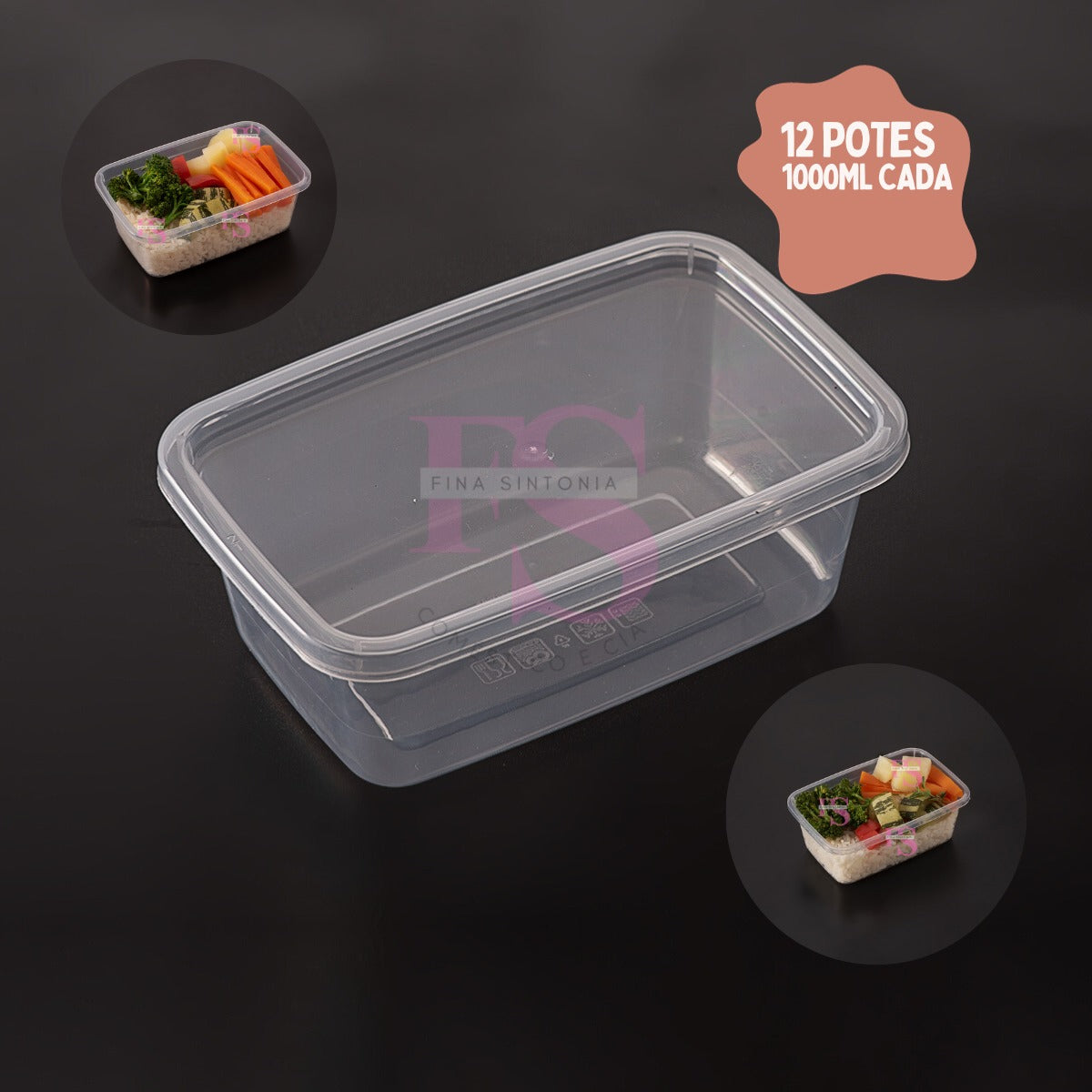 Kit 12 Potes 1 L Transparentes Bpa Free Marmita Organizador