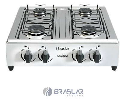 Fogão cooktop gás Braslar Asiático Jr 4 bocas branco