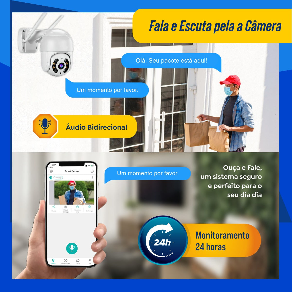 Kit 2câmera Ip Icsee Prova D'água Infravermelho Externa Wifi