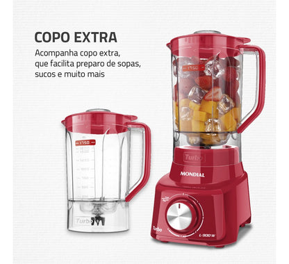 Liquidificador Turbo L-900-fr-2c 900w Vermelho Mondial 220V