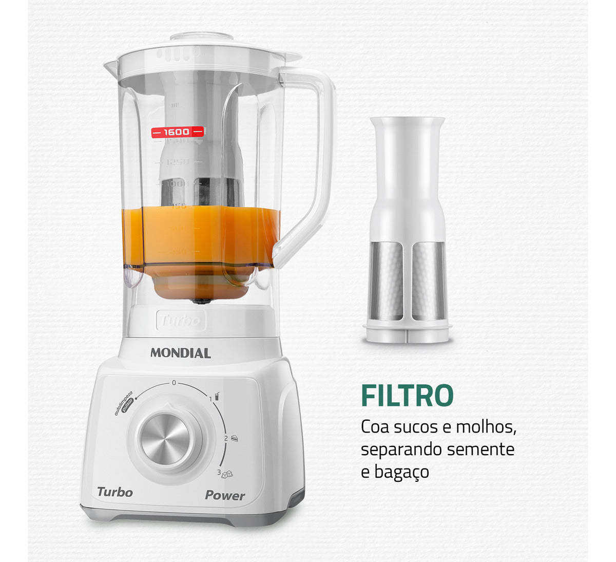 Liquidificador Turbo Power Mondial Branco/Cinza 550w L-99 WG