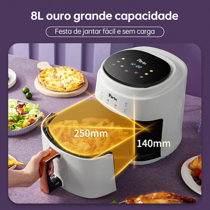 Fritadeira Sem Óleo Air Fryer Touch Digital  8l 1400w Branco