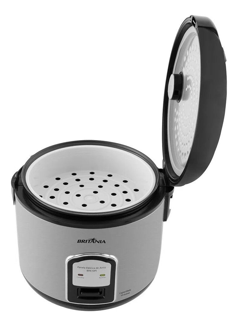 Panela de Arroz BPA10PI 10 Xícaras Potência de 700W Cor Prata Britânia 127V