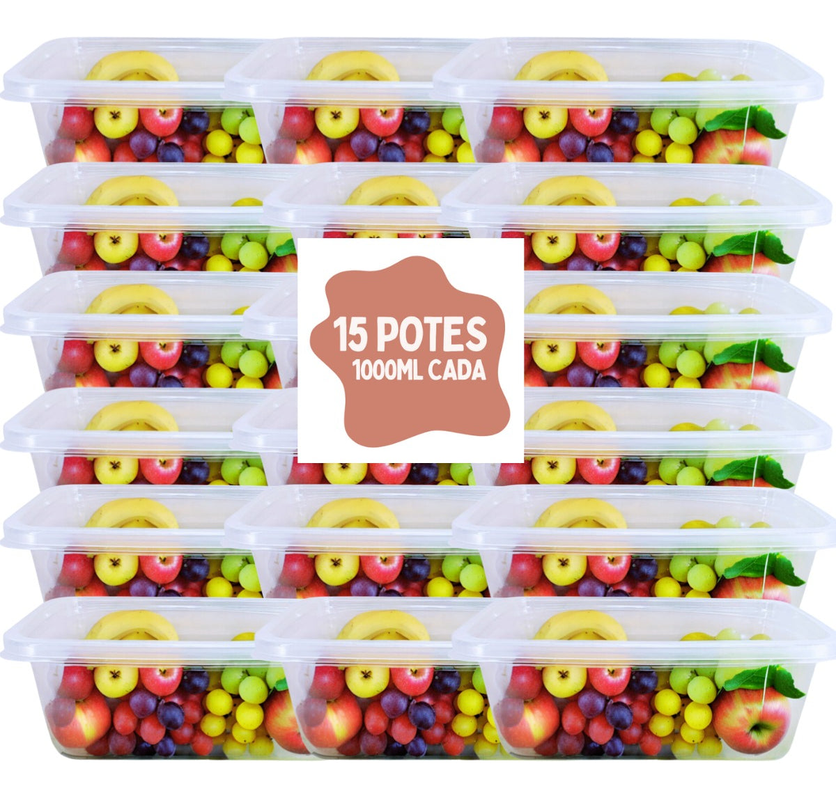 15 Potes 1000ml Transparentes Bpa Free Organizador