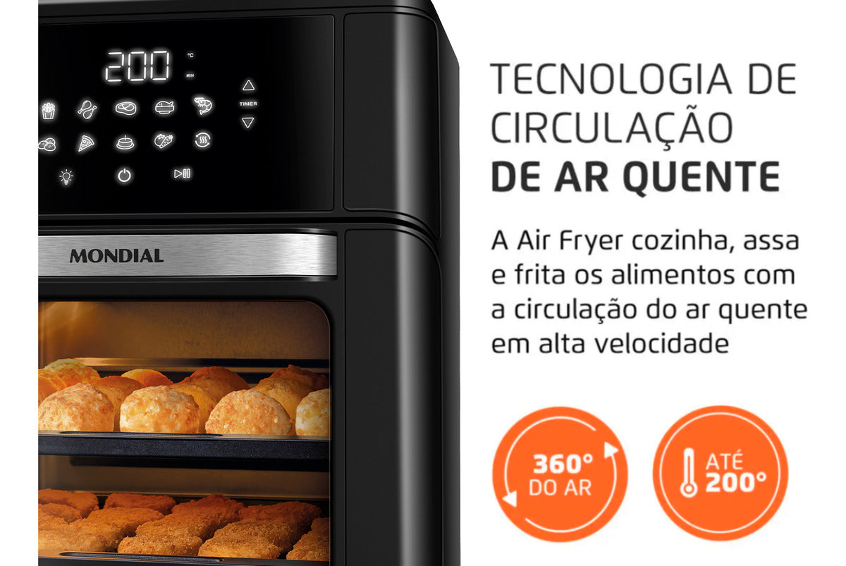 Fritadeira air fryer Oven Mondial AFON-12L-FB 2 em 1 12l 2000w cor preta 127V