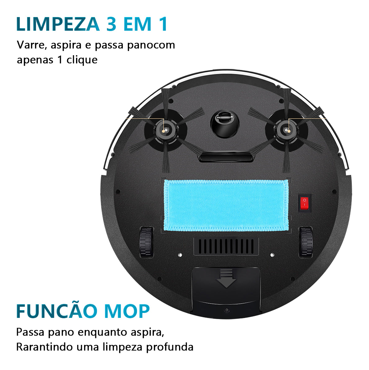 Aspirador Robô Multi Aspira E Passa Pano 4modos 15w Bivolt