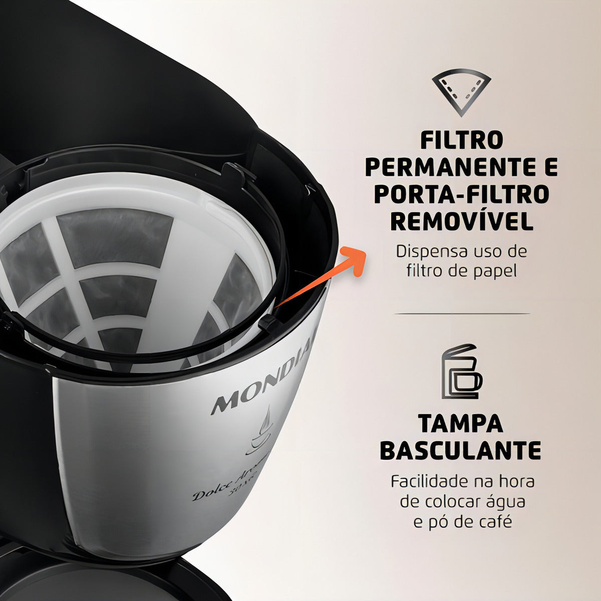 Cafeteira Mondial Dolce Arome 800w Inox 220v C-37-ji-30x Cor Preto/Inox