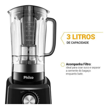 Liquidificador PH900 Com 12 Velocidades e Pulsar Potência de 1200W Cor Preto Philco 127V