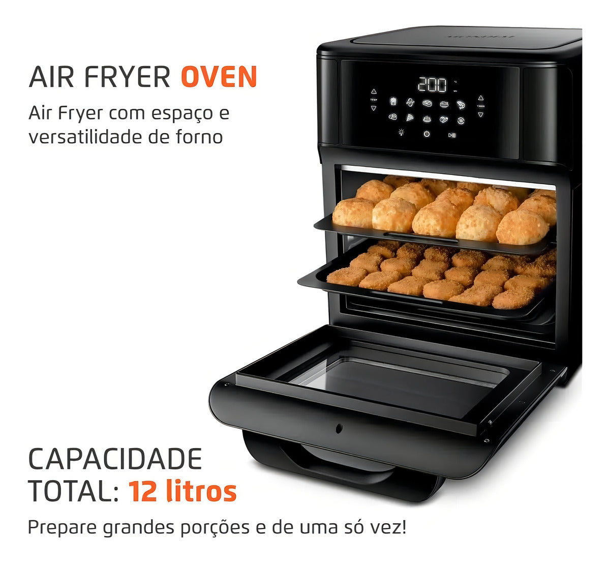 Fritadeira air fryer Oven Mondial AFON-12L-FB 2 em 1 12l 2000w cor preta 127V