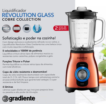 Liquidificador Copo De Vidro 1,5 Litros 1000w Gradiente 110v