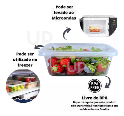 Kit 12 Potes 1 L Transparentes Bpa Free Marmita Organizador