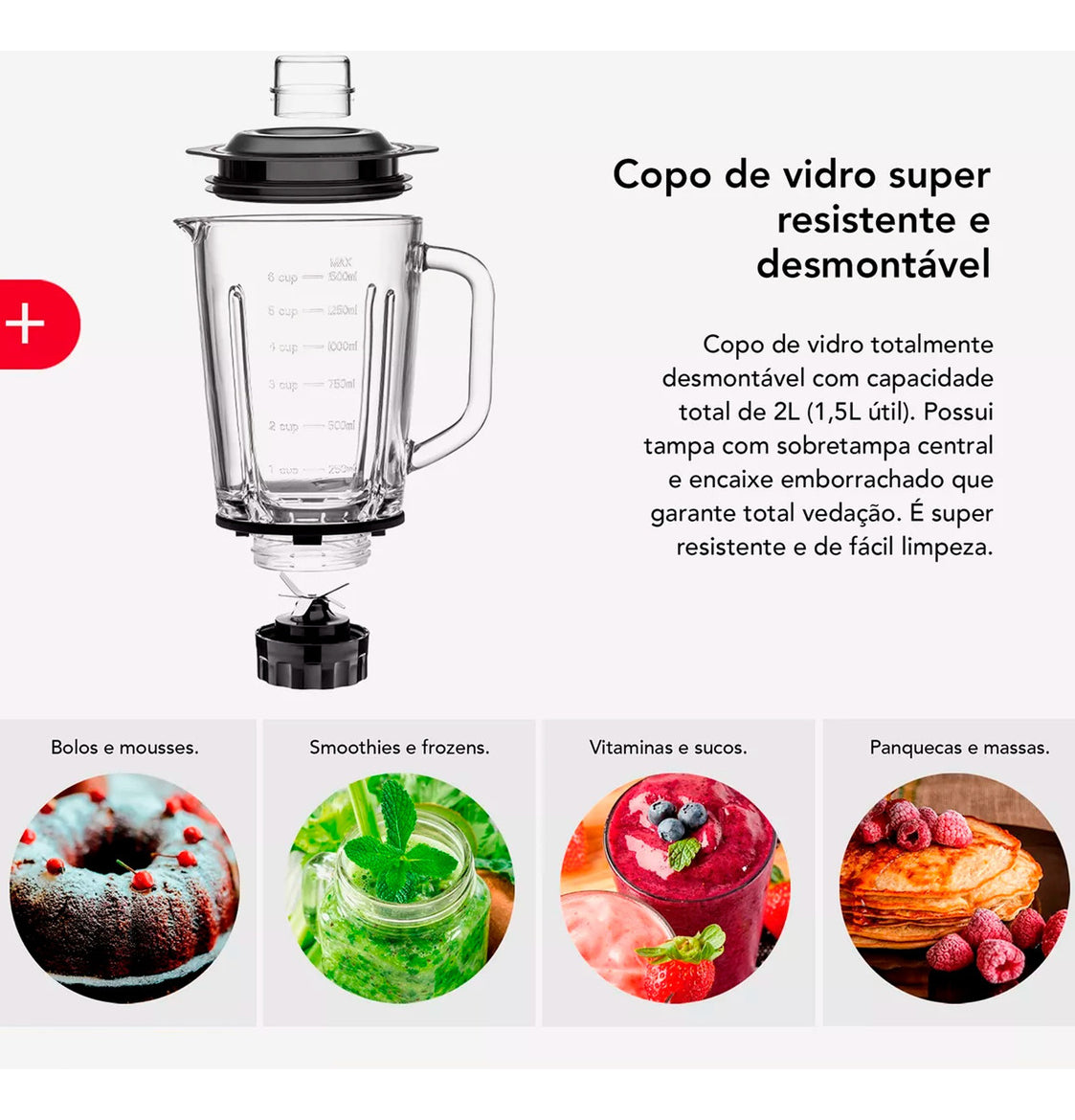 Liquidificador Copo De Vidro 1,5 Litros 1000w Gradiente 110v