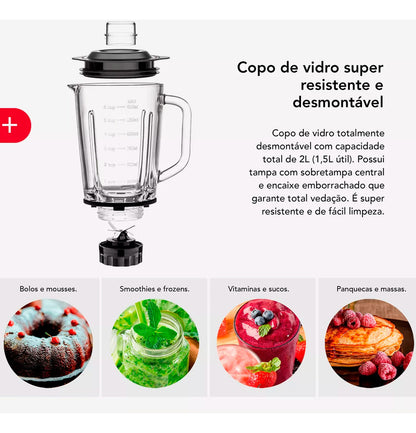 Liquidificador Copo De Vidro 1,5 Litros 1000w Gradiente 110v