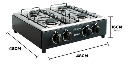 Fogão Cooktop De Mesa Portátil A Gás 4 Bocas Braslar Bivolt