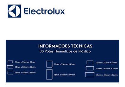 Kit Potes Plásticos Cinza 8 Unidades Electrolux