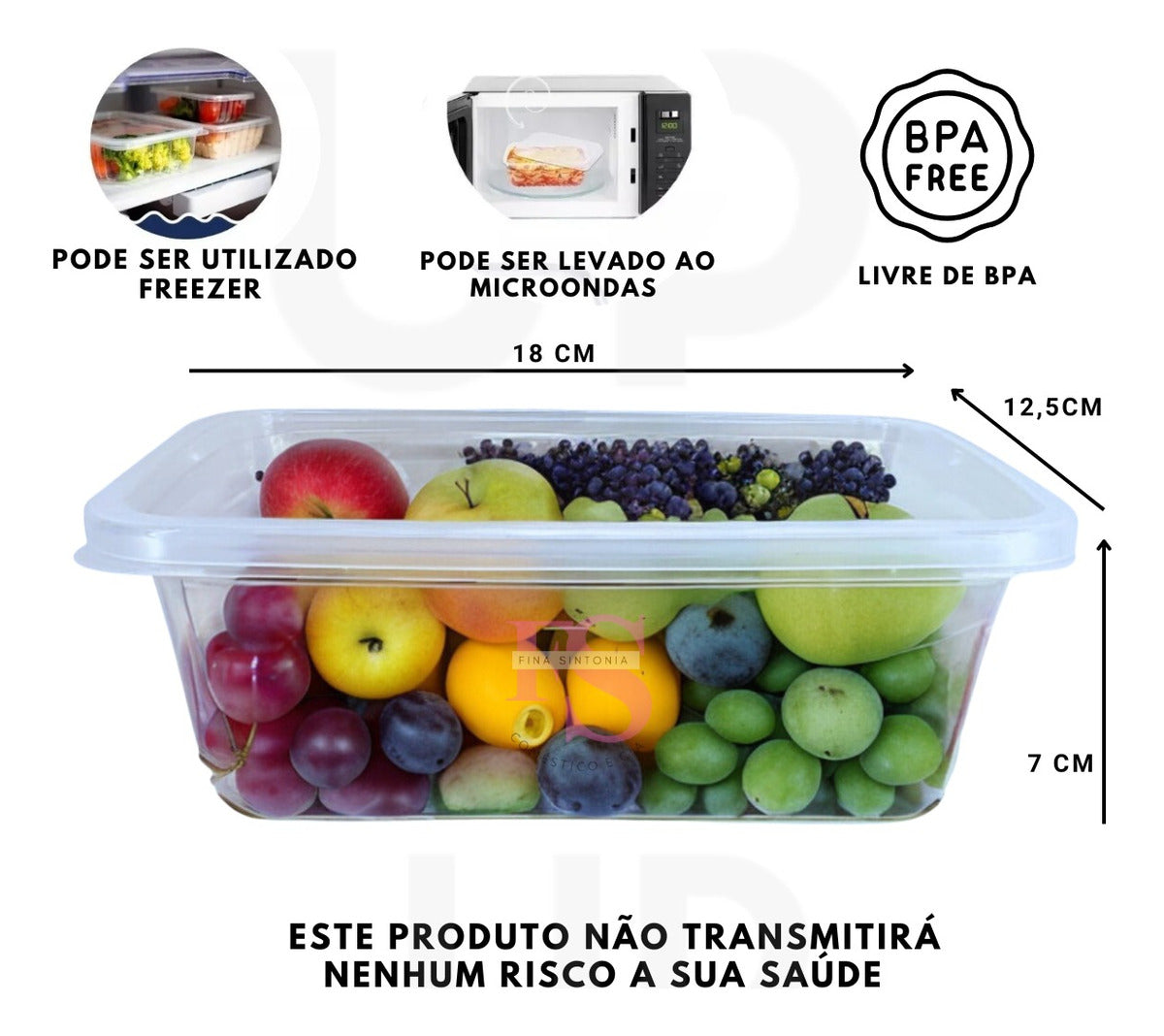 Kit 12 Potes 1 L Transparentes Bpa Free Marmita Organizador