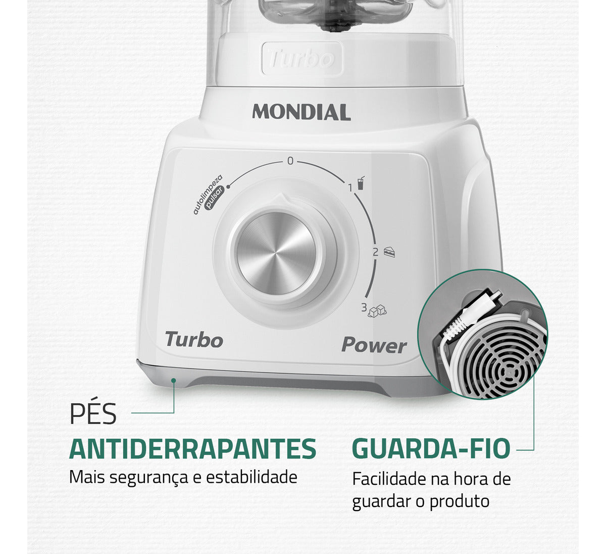 Liquidificador Turbo Power Mondial Branco/Cinza 550w L-99 WG