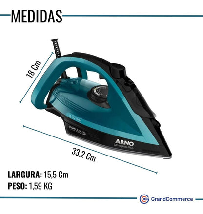 Ferro Vapor Arno Ultragliss Plus Base Durilium Airglide Fmy Cor Azul e Preto 127V