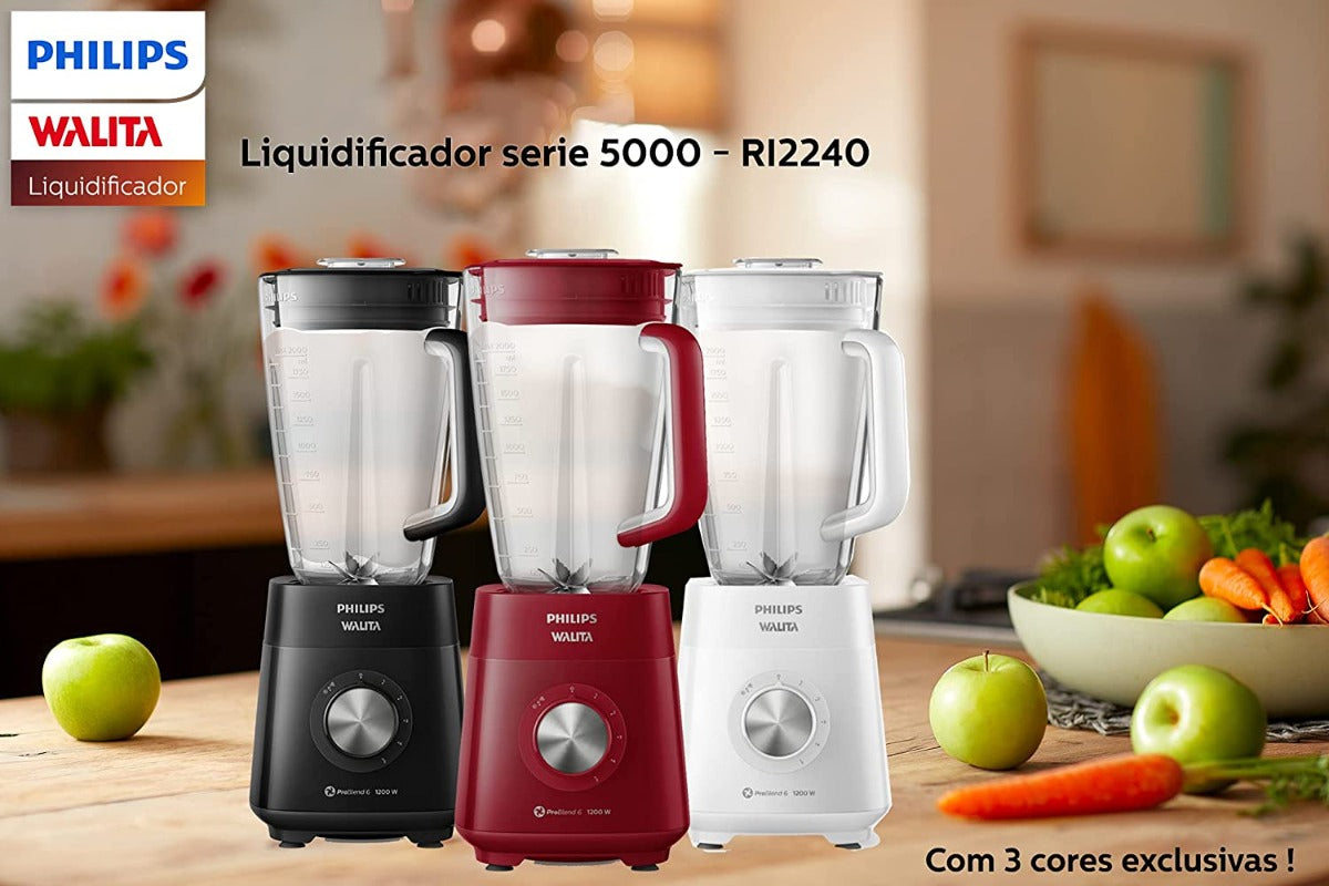 Liquidificador Série 5000 Philips Walita 1200w Ri2240 Jarra San Cor Preto 110v