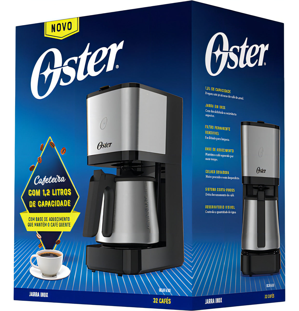 Cafeteira Elétrica 1,2 Litros Ocaf650 Com Jarra Inox Oster Cor Preto 110V