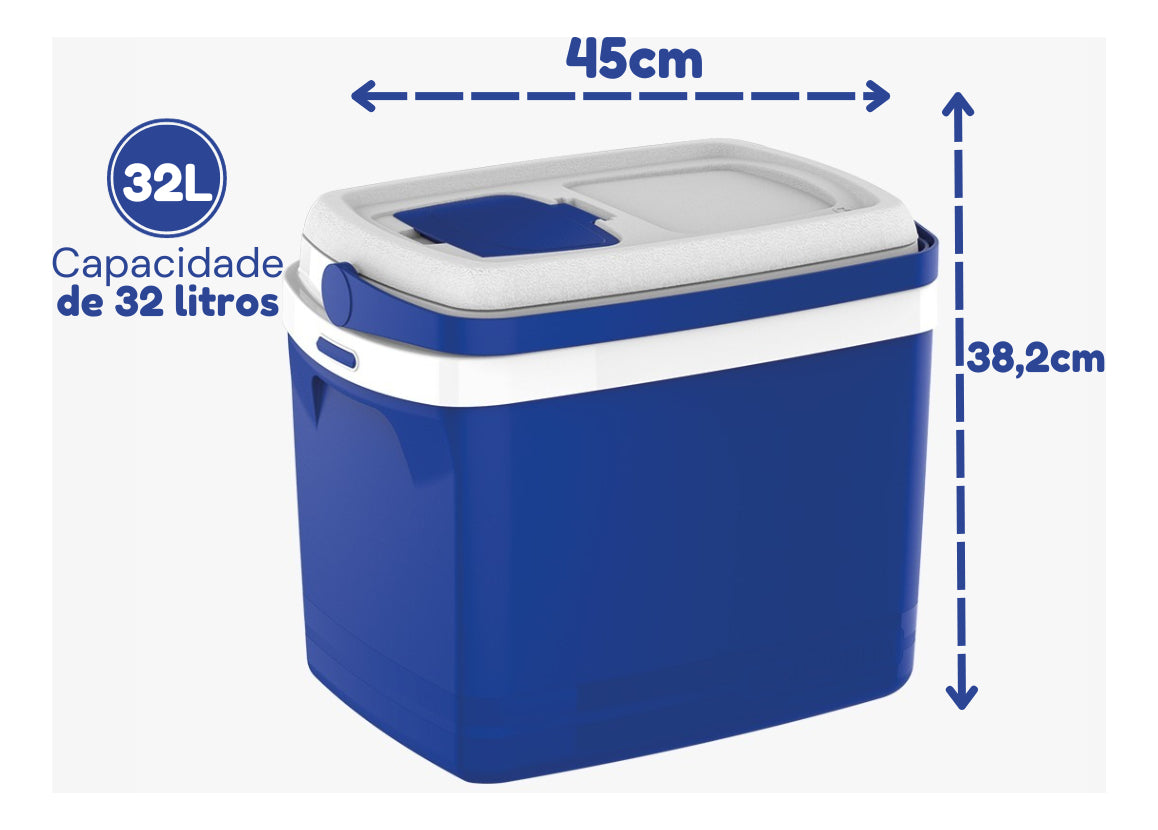 Caixa Térmica Cooler Com Alça 32l Azul Tropical - Soprano