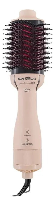 Escova Secadora de Cabelos Britânia Bec07r Soft 4 Em 1 1300w Cabo Giratório Rosa Bivolt