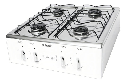 Fogão cooktop gás Braslar Asiático Jr 4 bocas branco