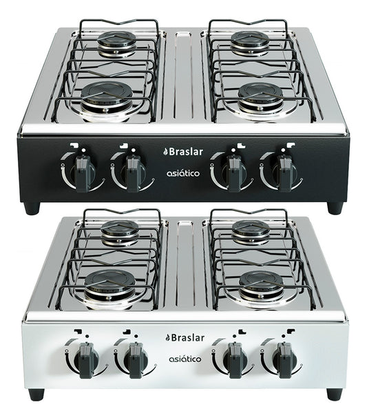 Fogão Cooktop De Mesa Portátil A Gás 4 Bocas Braslar Bivolt