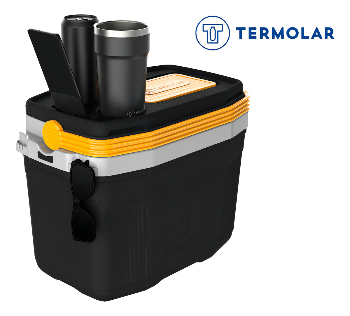 Caixa Térmica Suv Cooler com Alça 20L Termolar 3501PRT Cor Preto Amarelo