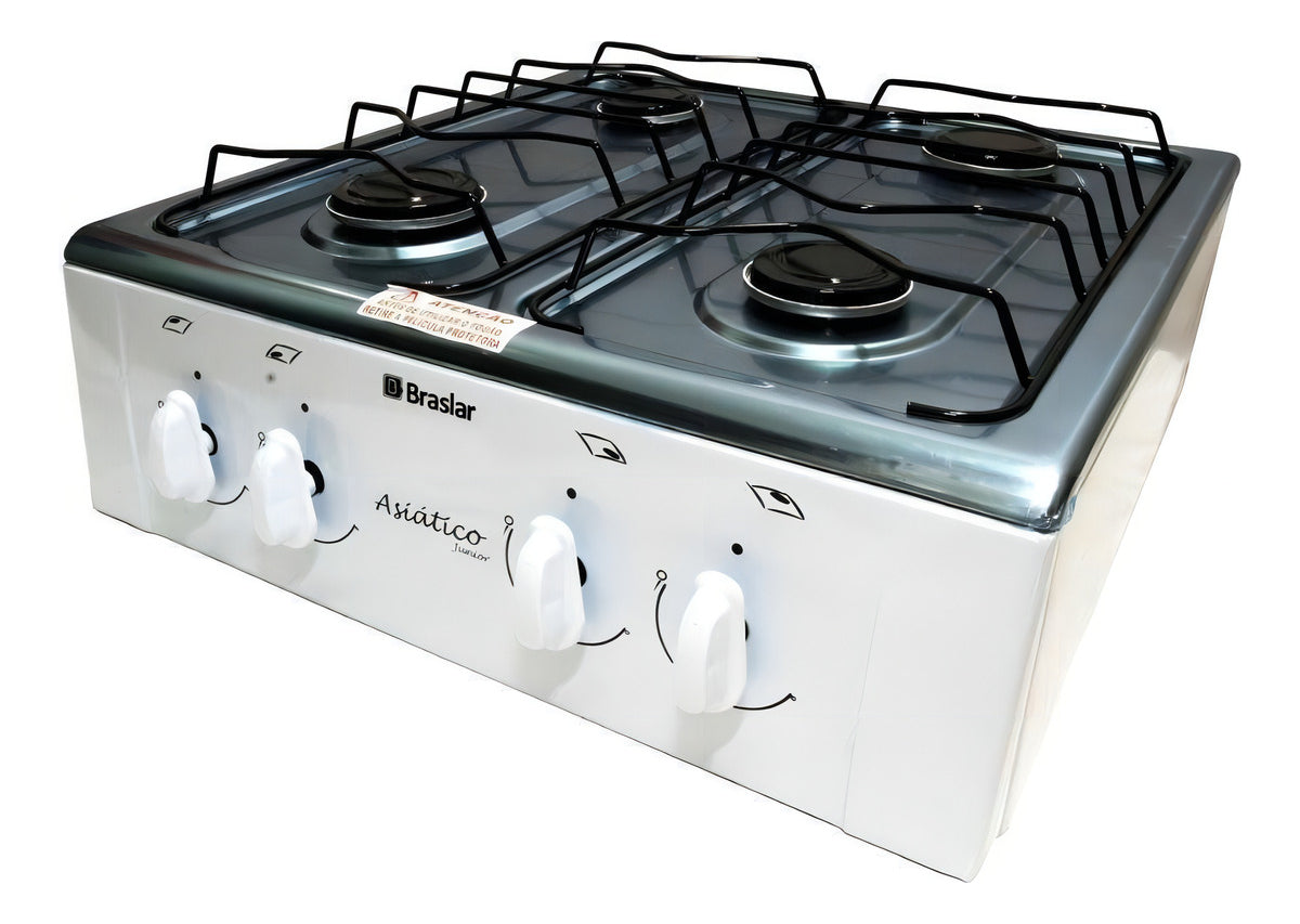 Fogão cooktop gás Braslar Asiático Jr 4 bocas branco