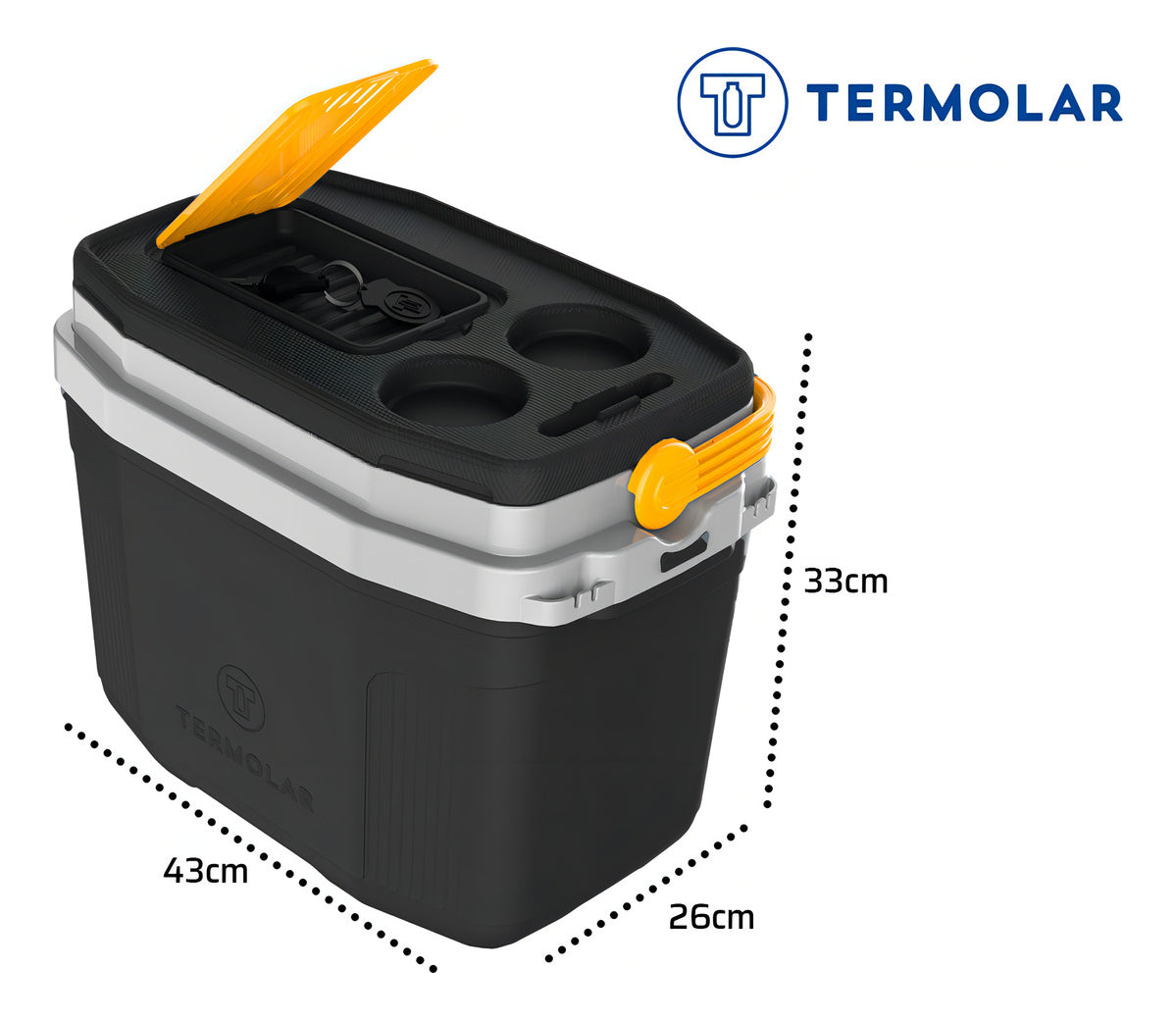 Caixa Térmica Suv Cooler com Alça 20L Termolar 3501PRT Cor Preto Amarelo