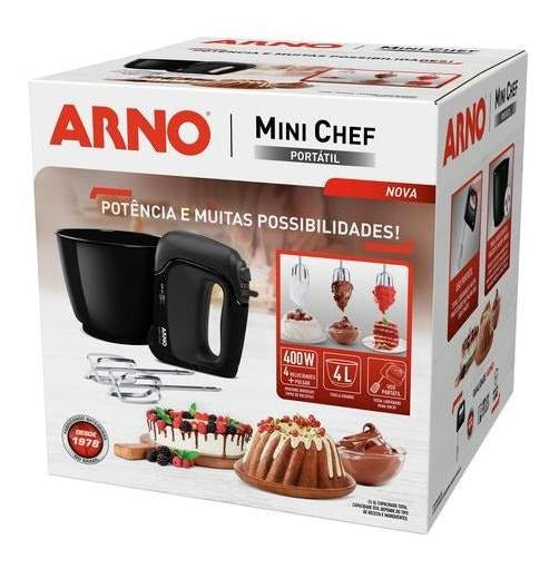 Batedeira Arno Mini Chef Portátil 400w Preto 110V