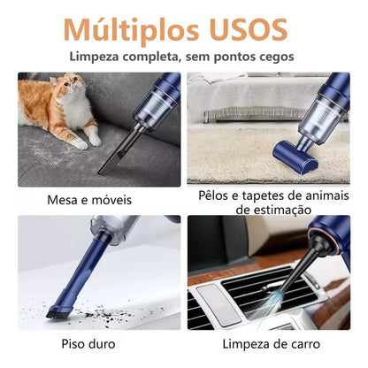 Aspirador De Pó Portátil Automotivo Recarregável 2 Em 1 Usb