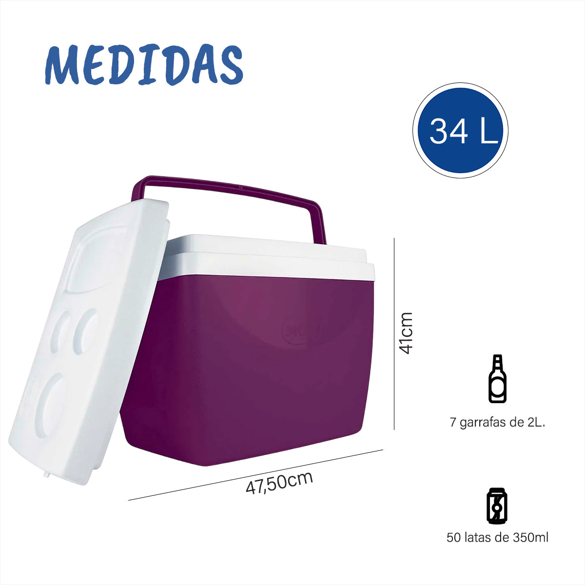 Mor Caixa Térmica 34l - Ideal Para Praia, Pesca E Piquenique