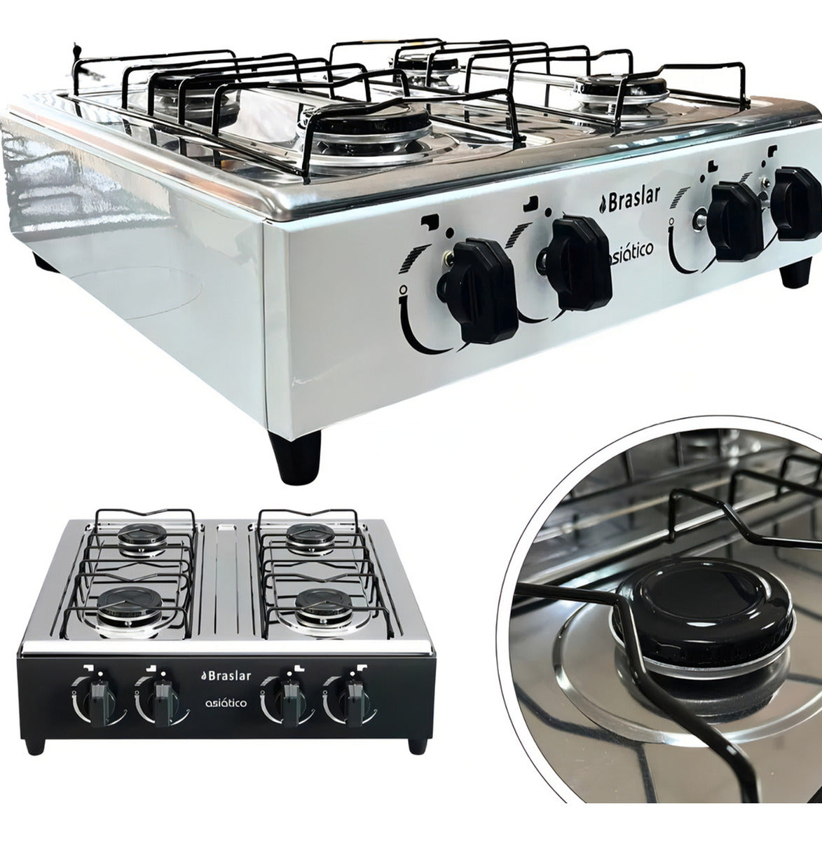 Fogão Cooktop De Mesa Portátil A Gás 4 Bocas Braslar Bivolt