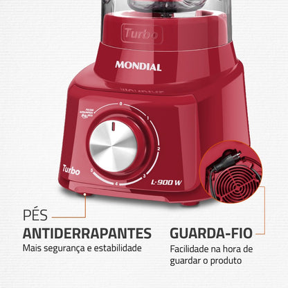 Liquidificador Turbo L-900-fr-2c 900w Vermelho Mondial 220V